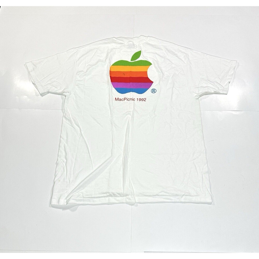 VTG 90s Apple Mac Picnic College Natural Sciences T-Shirt Tech Computer USA Rare